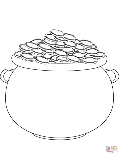 pot of gold coloring page|basic gold coloring sheet.